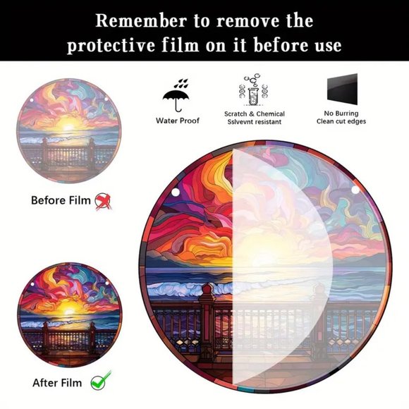 Suncatcher Ocean View Colorful Sky Hanging In/Outdoor Window Sunset Beach NEW - Picture 3 of 3